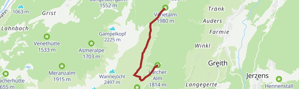 Route map: Larcher Alm - Venetalm